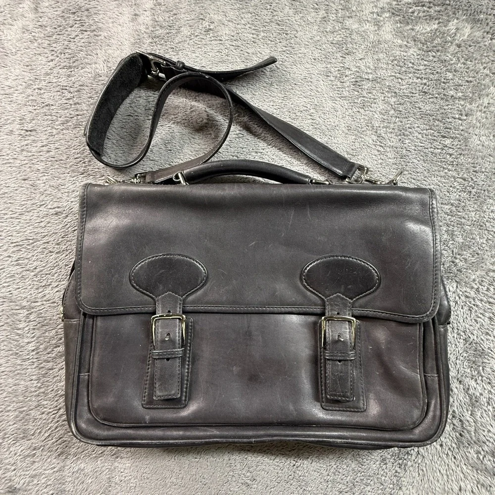 Vintage Coach Conner Briefcase Black Leather Messenger Laptop Bag F043-5237